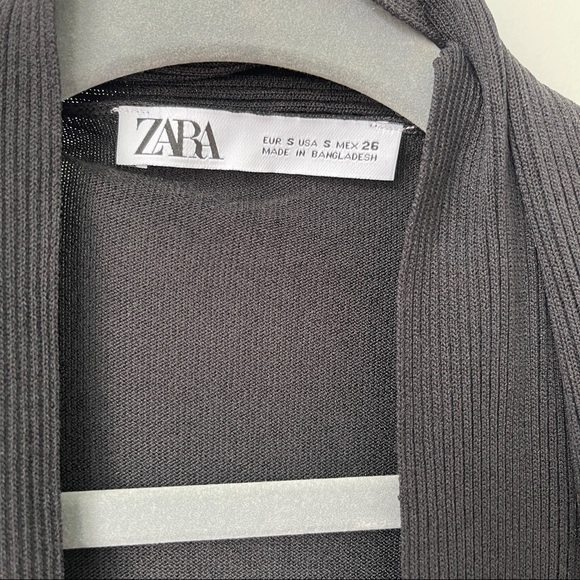 Zara Black Rib Long Sleeve Sweater Cardigan Small - Picture 7 of 7